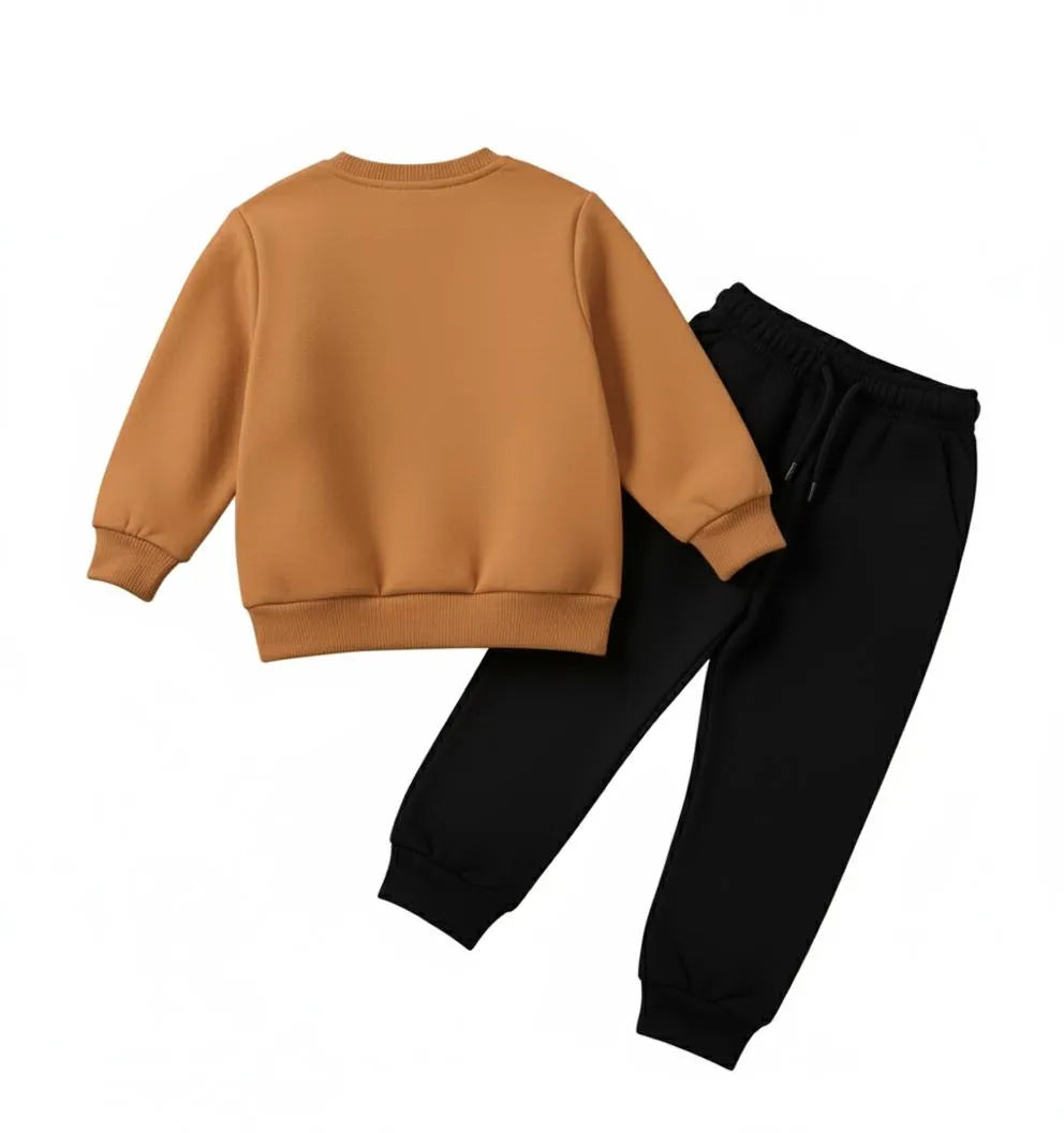 2 Pcs Girl's Fleece Printed Tracksuit