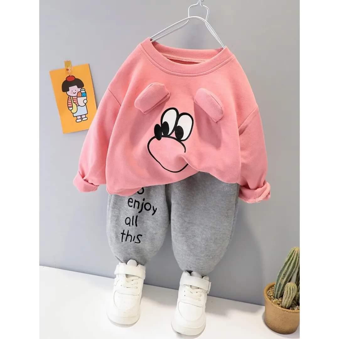 2 Pcs Girl's Fleece Printed Tracksuit