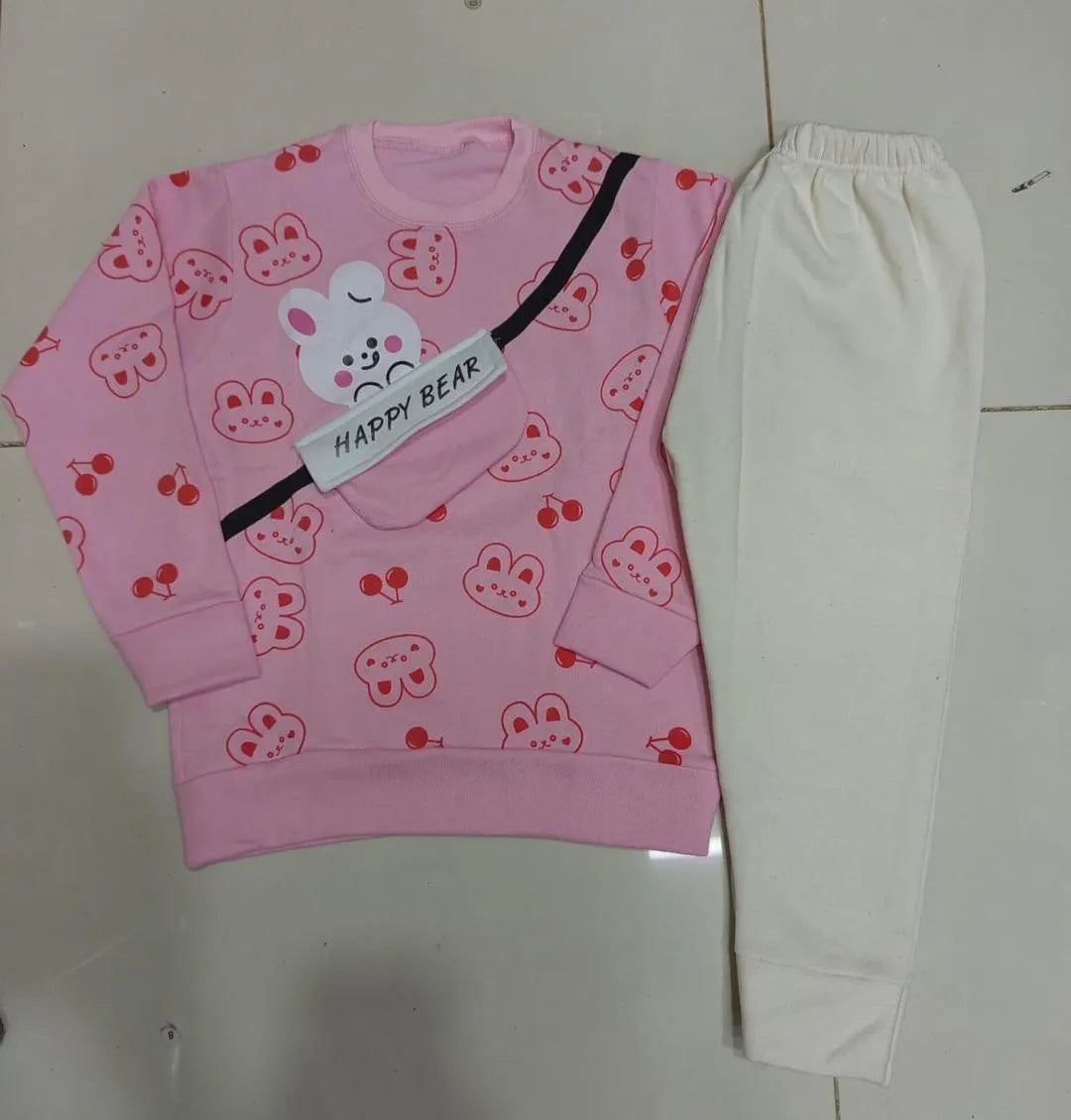 2 Pcs Boy's & Girl's Fleece Printed Track Suit