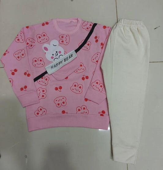 2 Pcs Boy's & Girl's Fleece Printed Track Suit