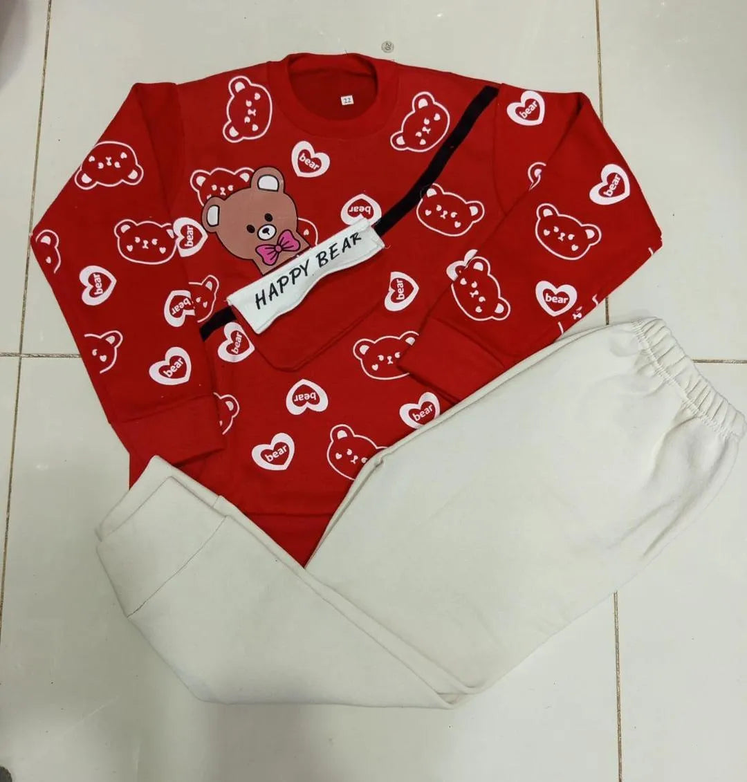 2 Pcs Boy's & Girl's Fleece Printed Track Suit