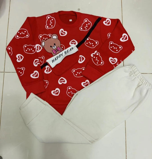 2 Pcs Boy's & Girl's Fleece Printed Track Suit