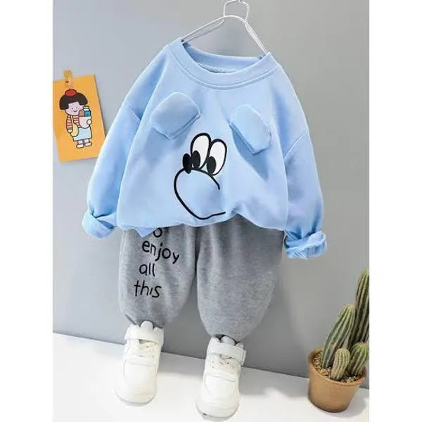 2 Pcs Girl's Fleece Printed Tracksuit
