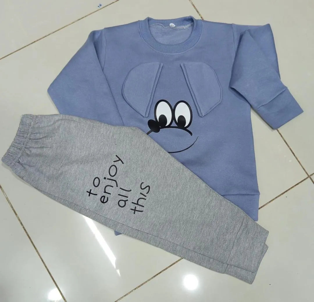 2 Pcs Girl's Fleece Printed Tracksuit