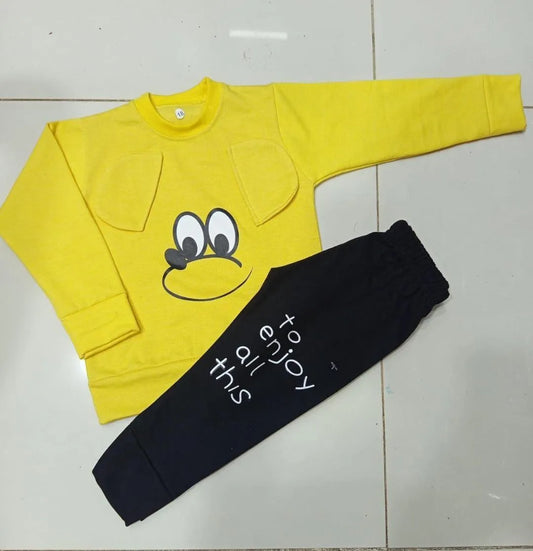 2 Pcs Boy's & Girl's Fleece Printed Track Suit