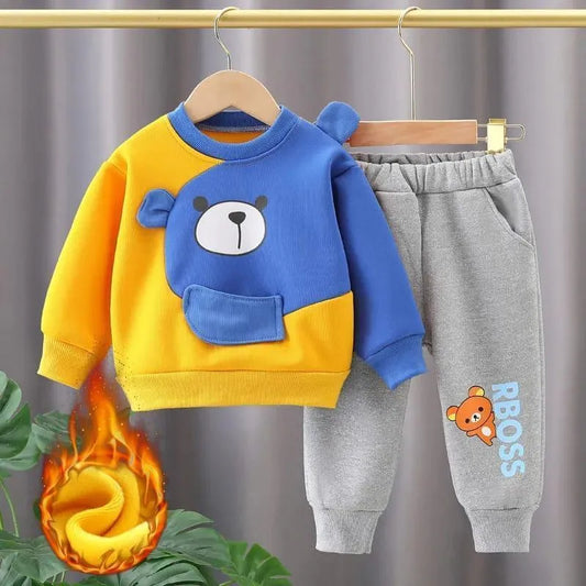2 Pcs Boy's & Girl's Fleece Printed Track Suit
