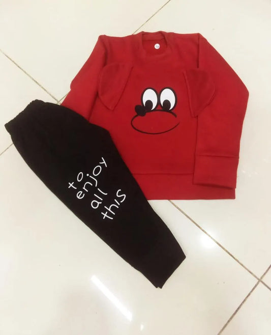 2 Pcs Boy's & Girl's Fleece Printed Track Suit