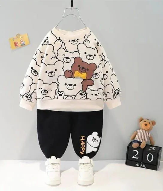 2 Pcs Boy's & Girl's Fleece Printed Track Suit